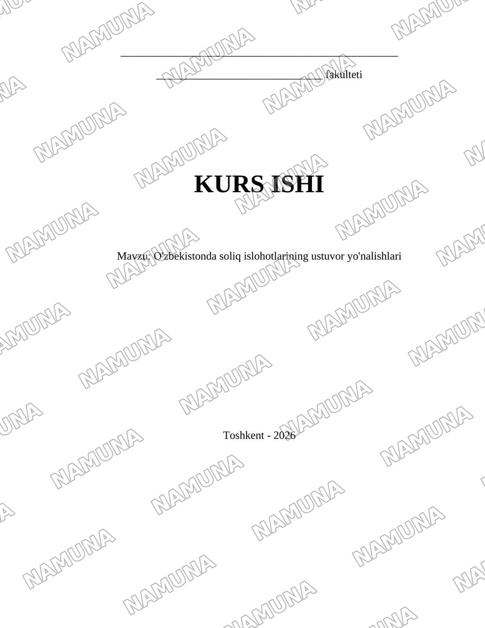 O'zbekistonda soliq islohotlarining ustuvor yo'nalishlari — 1-varaq