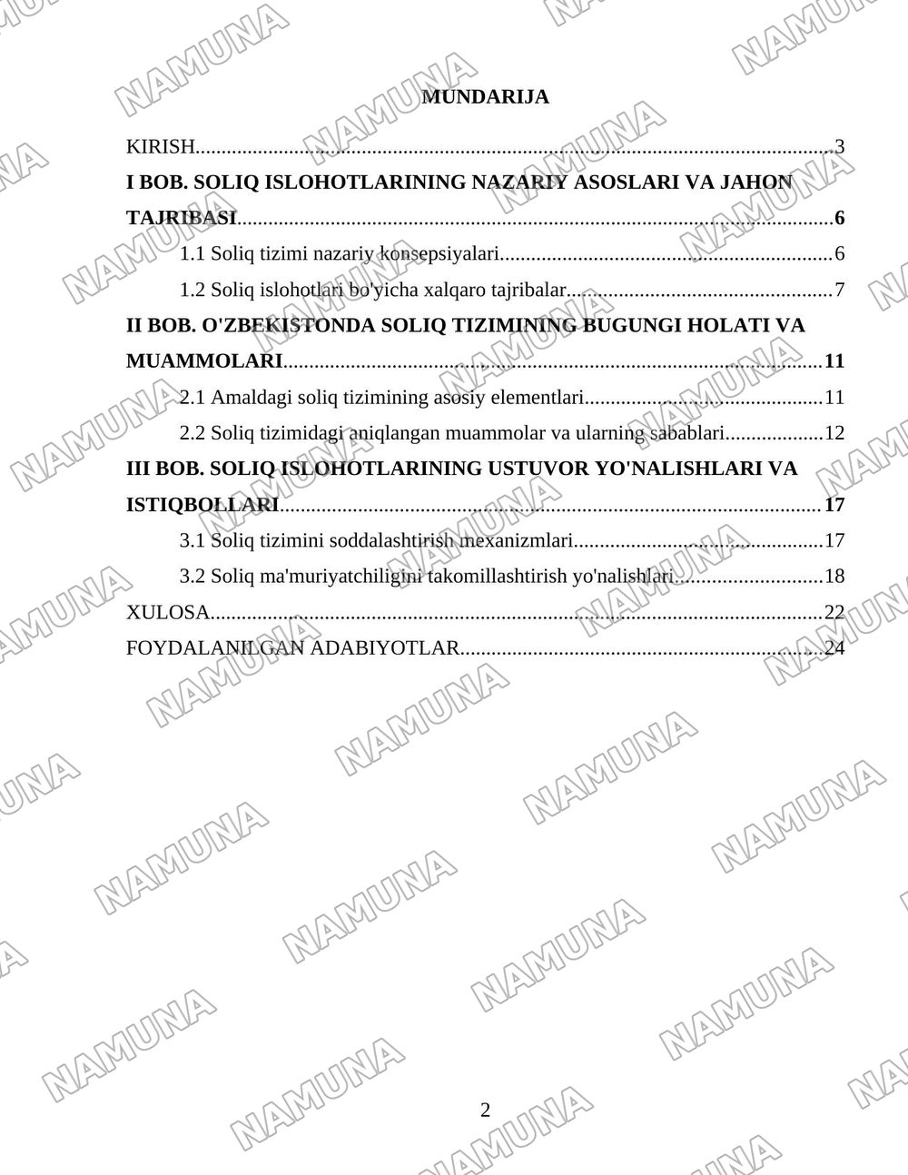O'zbekistonda soliq islohotlarining ustuvor yo'nalishlari — 2-varaq