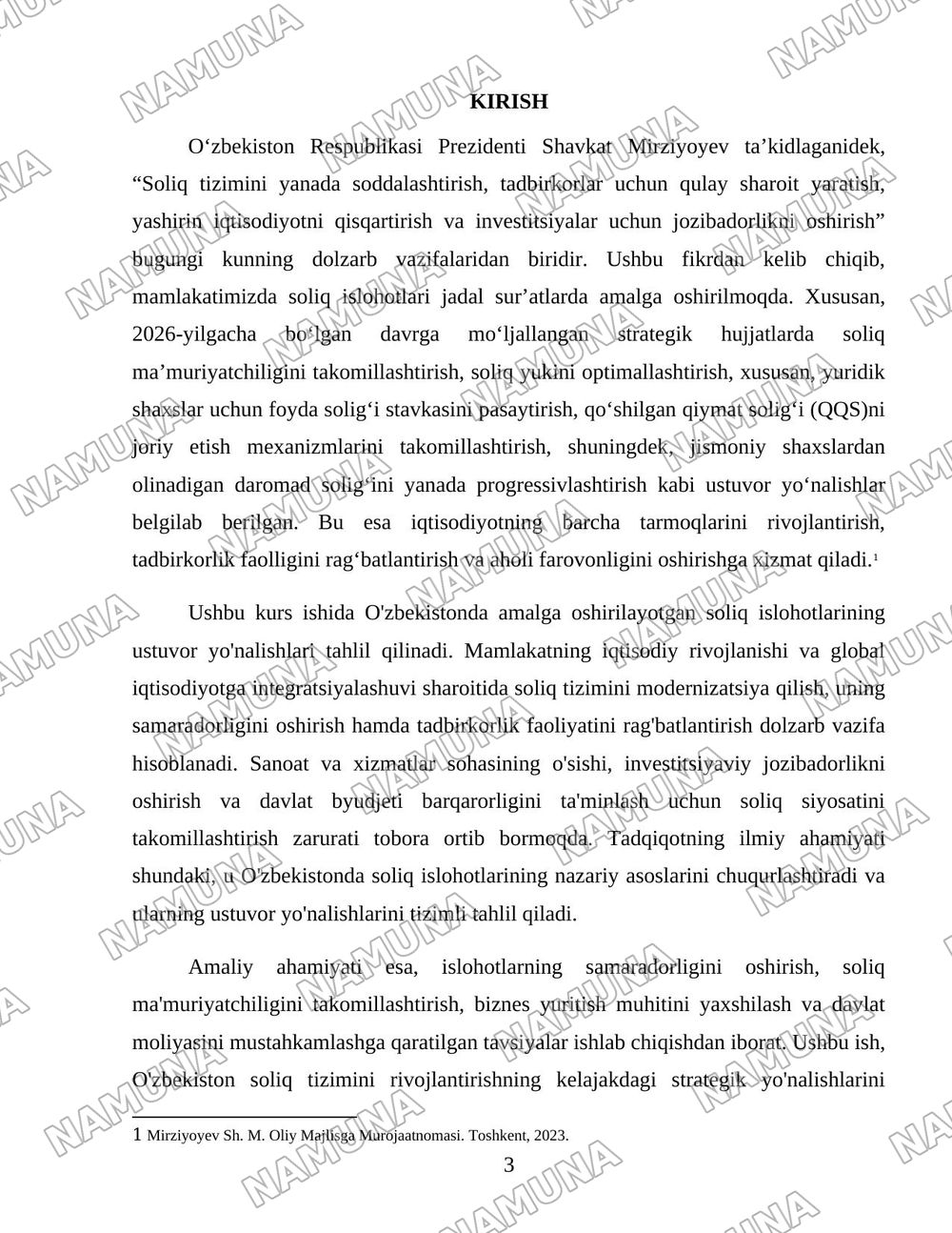 O'zbekistonda soliq islohotlarining ustuvor yo'nalishlari — 3-varaq