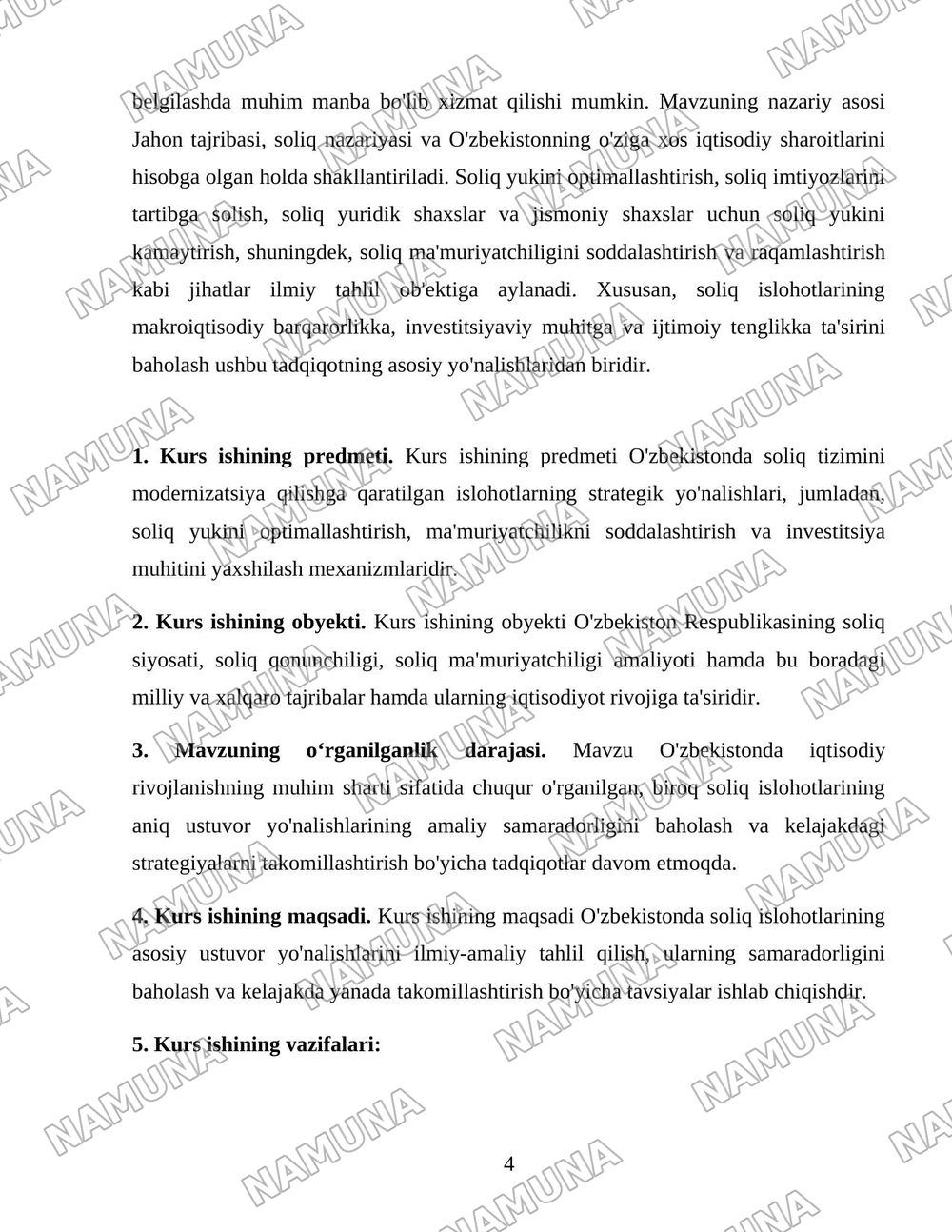 O'zbekistonda soliq islohotlarining ustuvor yo'nalishlari — 4-varaq