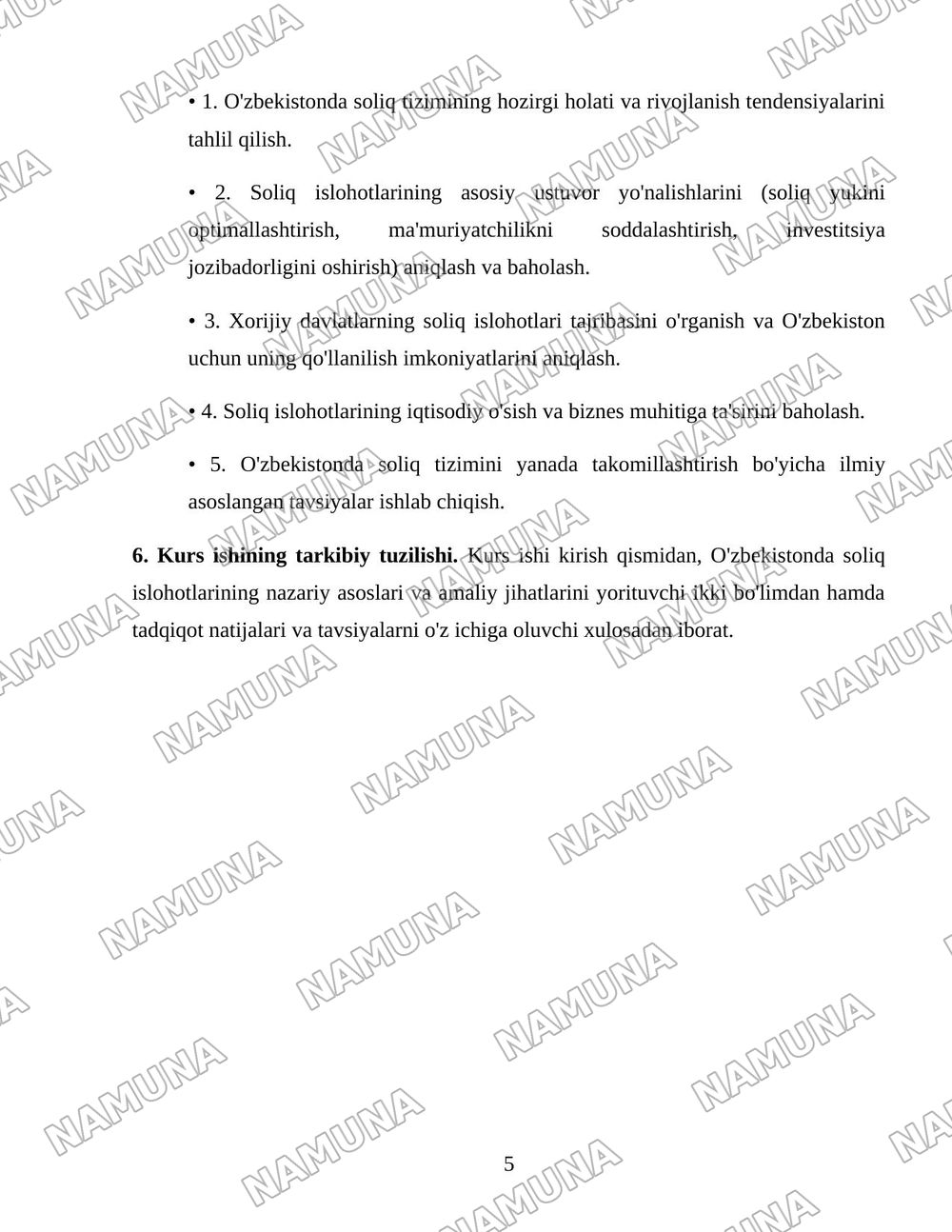 O'zbekistonda soliq islohotlarining ustuvor yo'nalishlari — 5-varaq