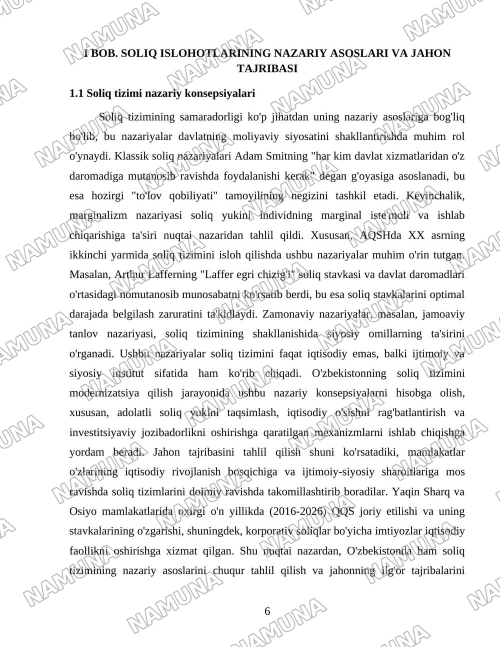 O'zbekistonda soliq islohotlarining ustuvor yo'nalishlari — 6-varaq