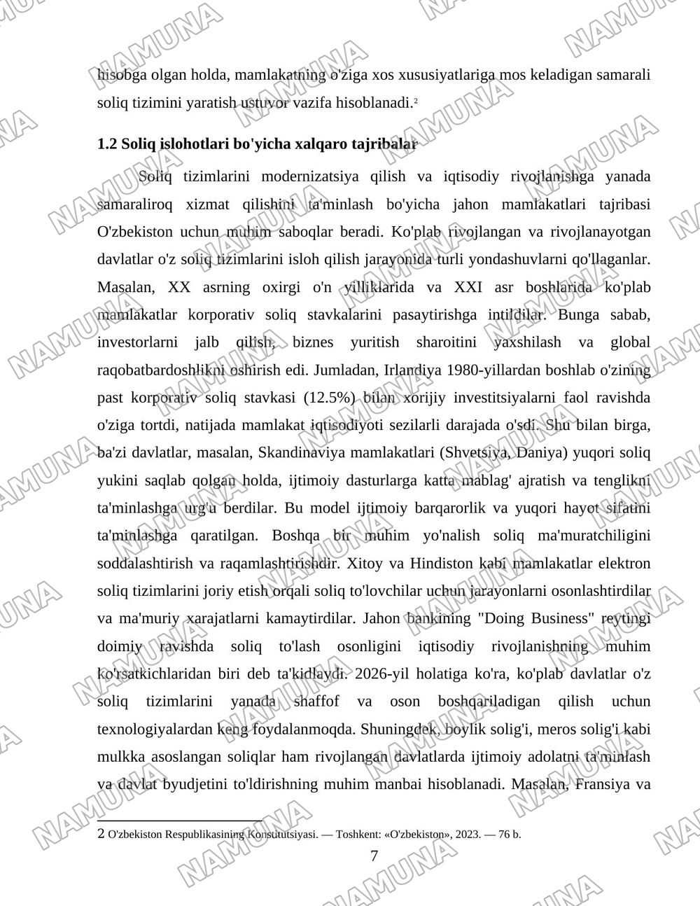 O'zbekistonda soliq islohotlarining ustuvor yo'nalishlari — 7-varaq