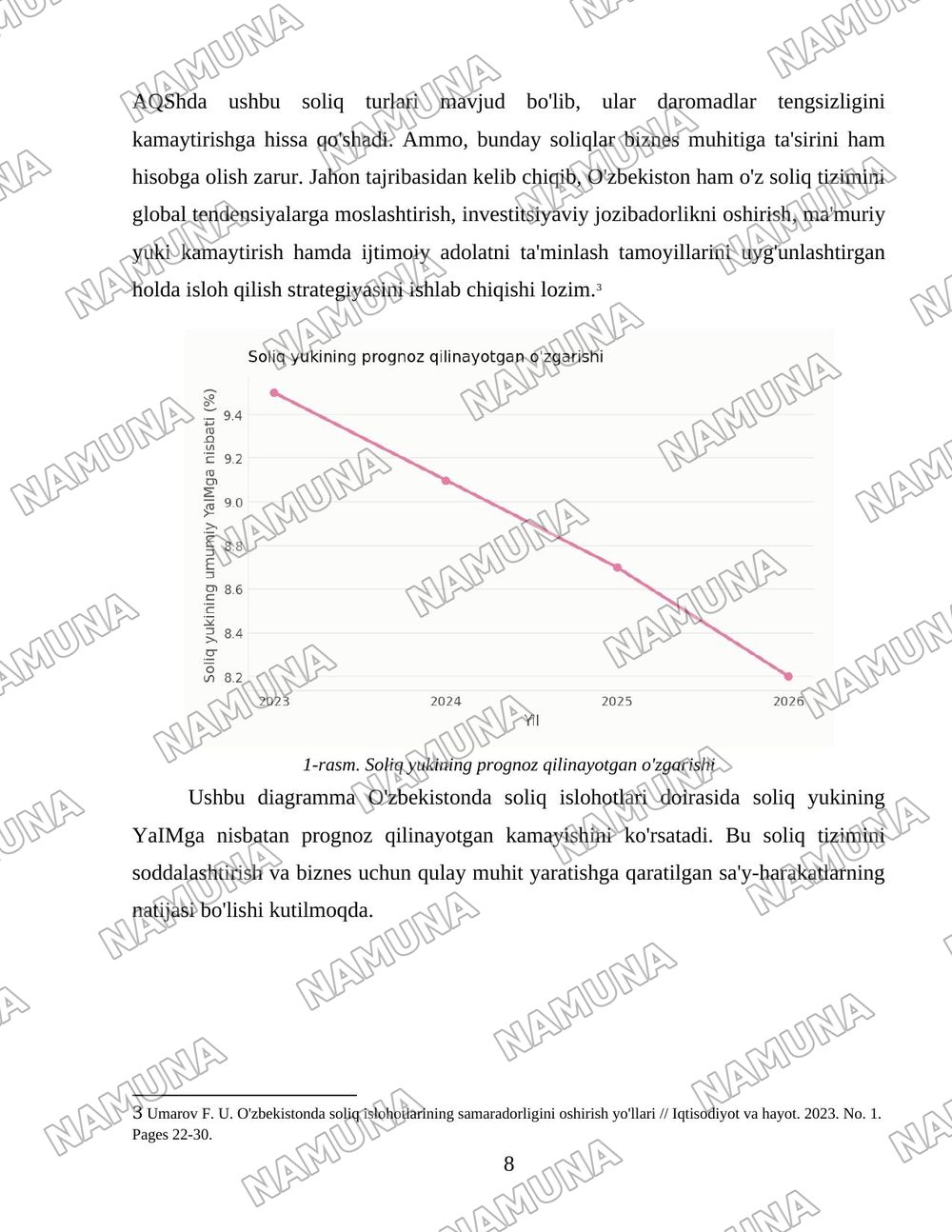 O'zbekistonda soliq islohotlarining ustuvor yo'nalishlari — 8-varaq