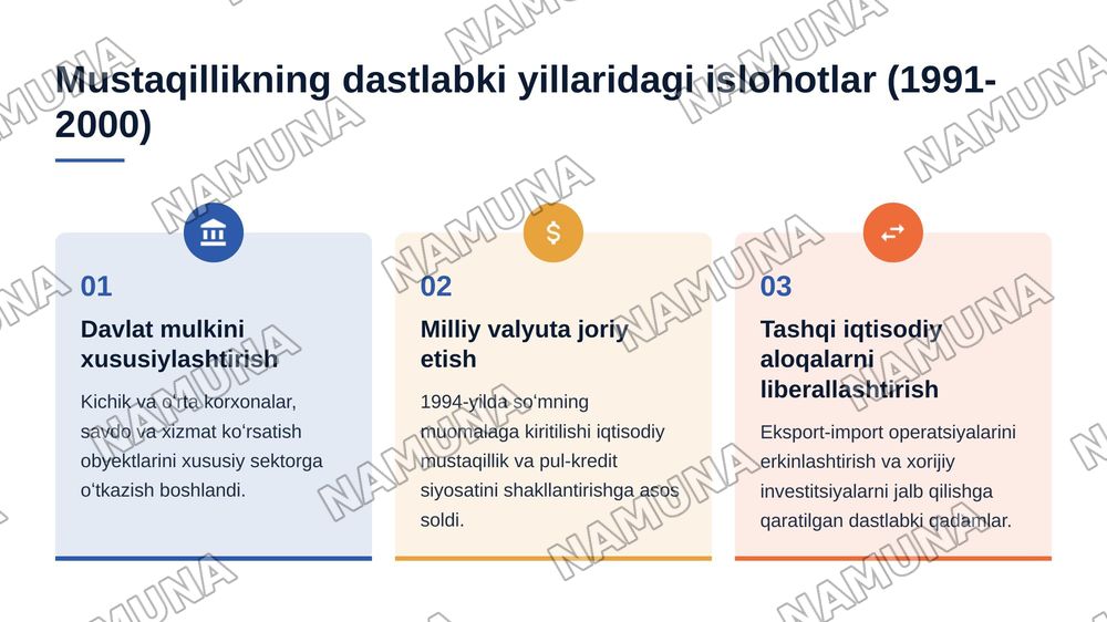 Oʻzbekistonda iqtisodiyotni boshqarish va tartibga solish tizimining shakllanishi — 5-slayd