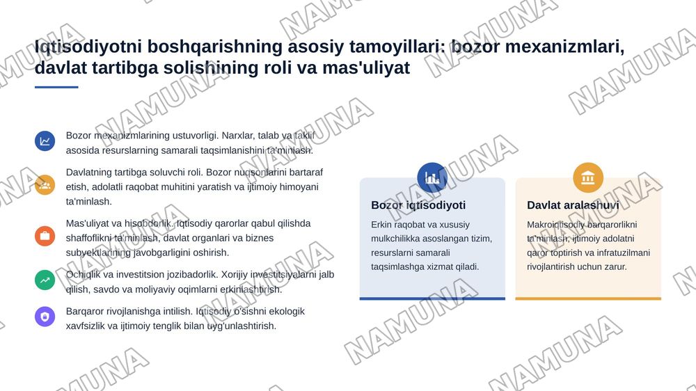 Oʻzbekistonda iqtisodiyotni boshqarish va tartibga solish tizimining shakllanishi — 8-slayd