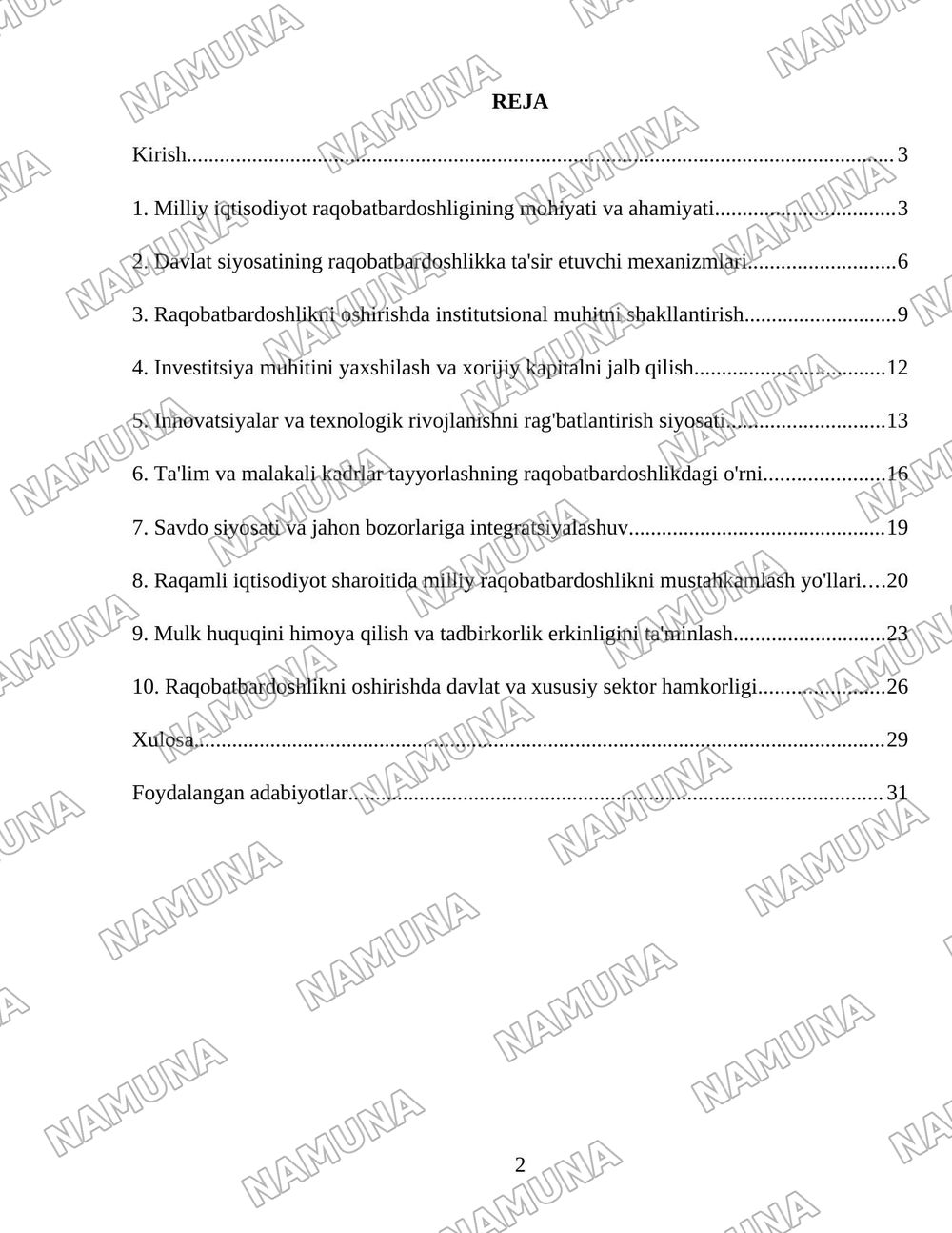 Milliy iqtisodiyotning raqobatbardoshligini oshirishda davlat siyosati — 2-varaq
