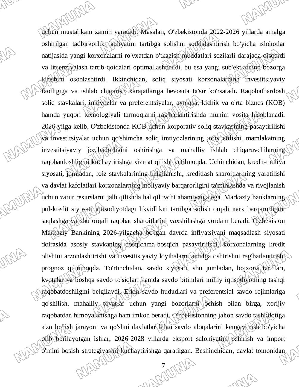 Milliy iqtisodiyotning raqobatbardoshligini oshirishda davlat siyosati — 7-varaq
